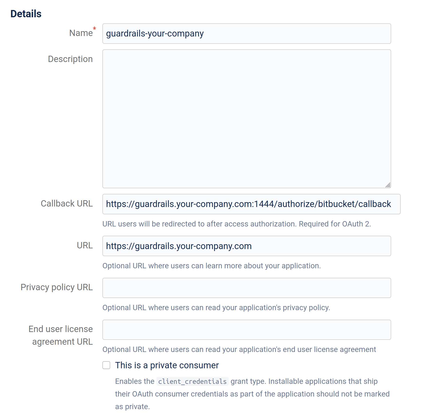 Configure Bitbucket OAuth Consumer 1