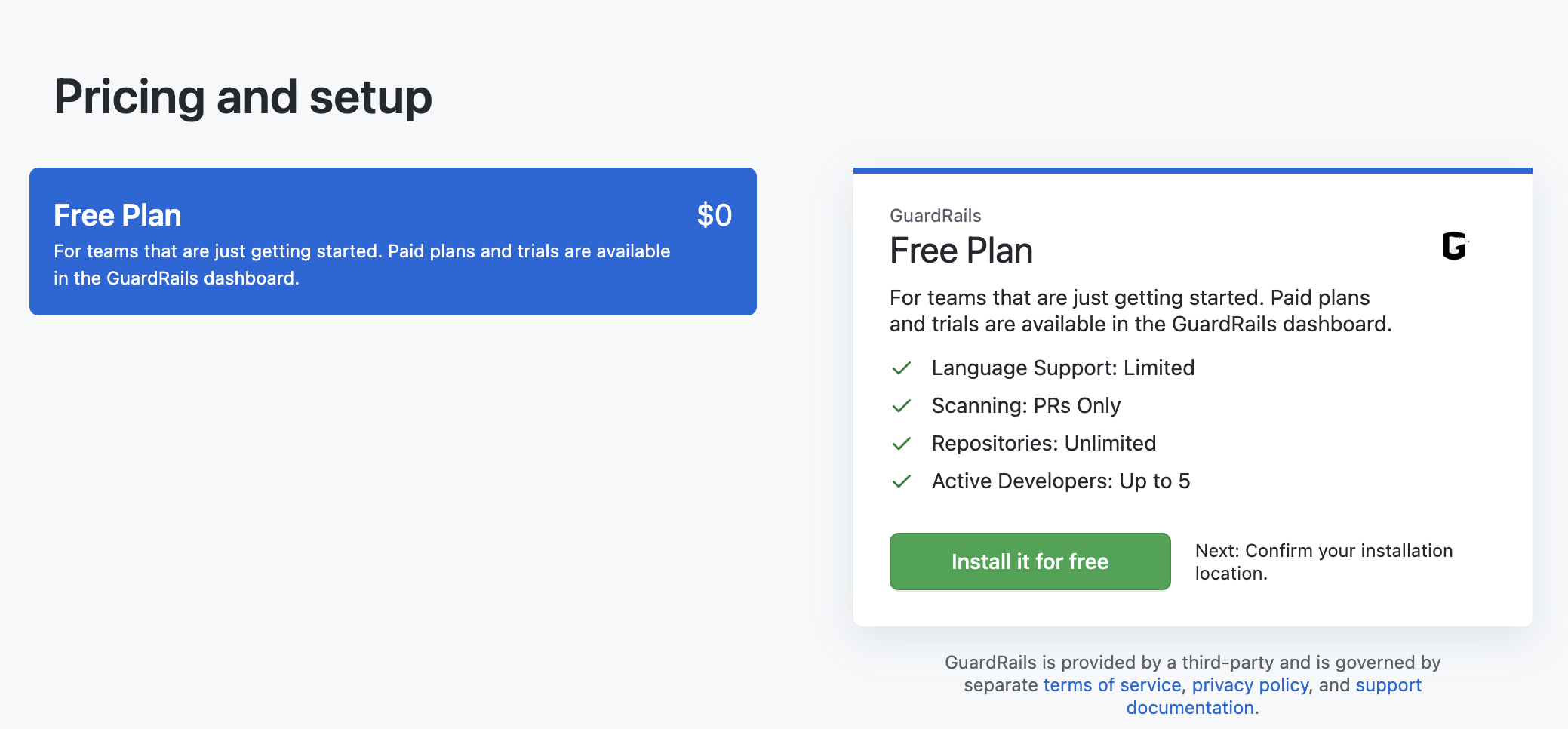 Set up a GuardRails Trial